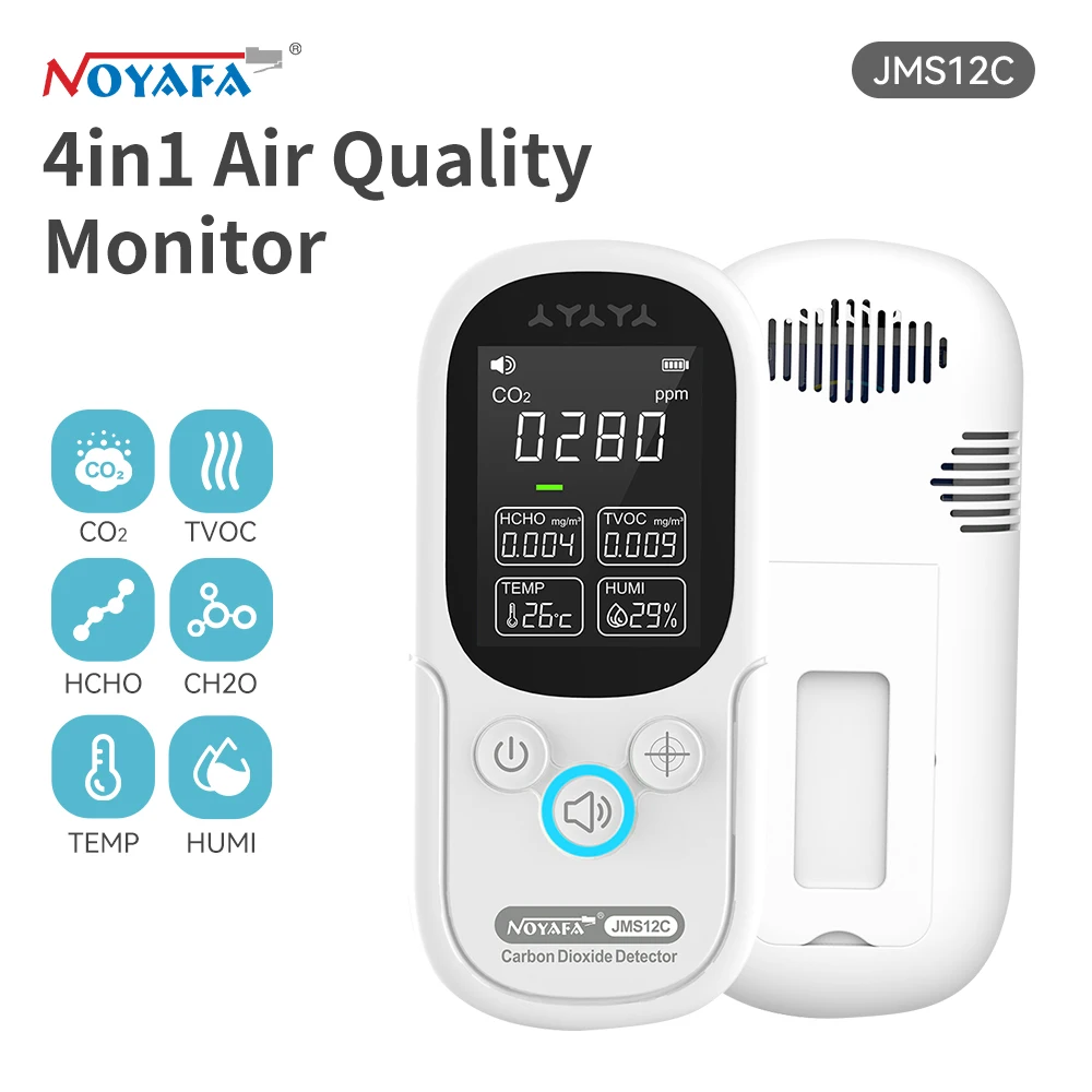 

NOYAFA JMS12C 4IN1 Air Quality Monitor CO2 HCHO TVOC Temperature Meter Thermometer Humidity Tester For Indoor Home Gas Detector