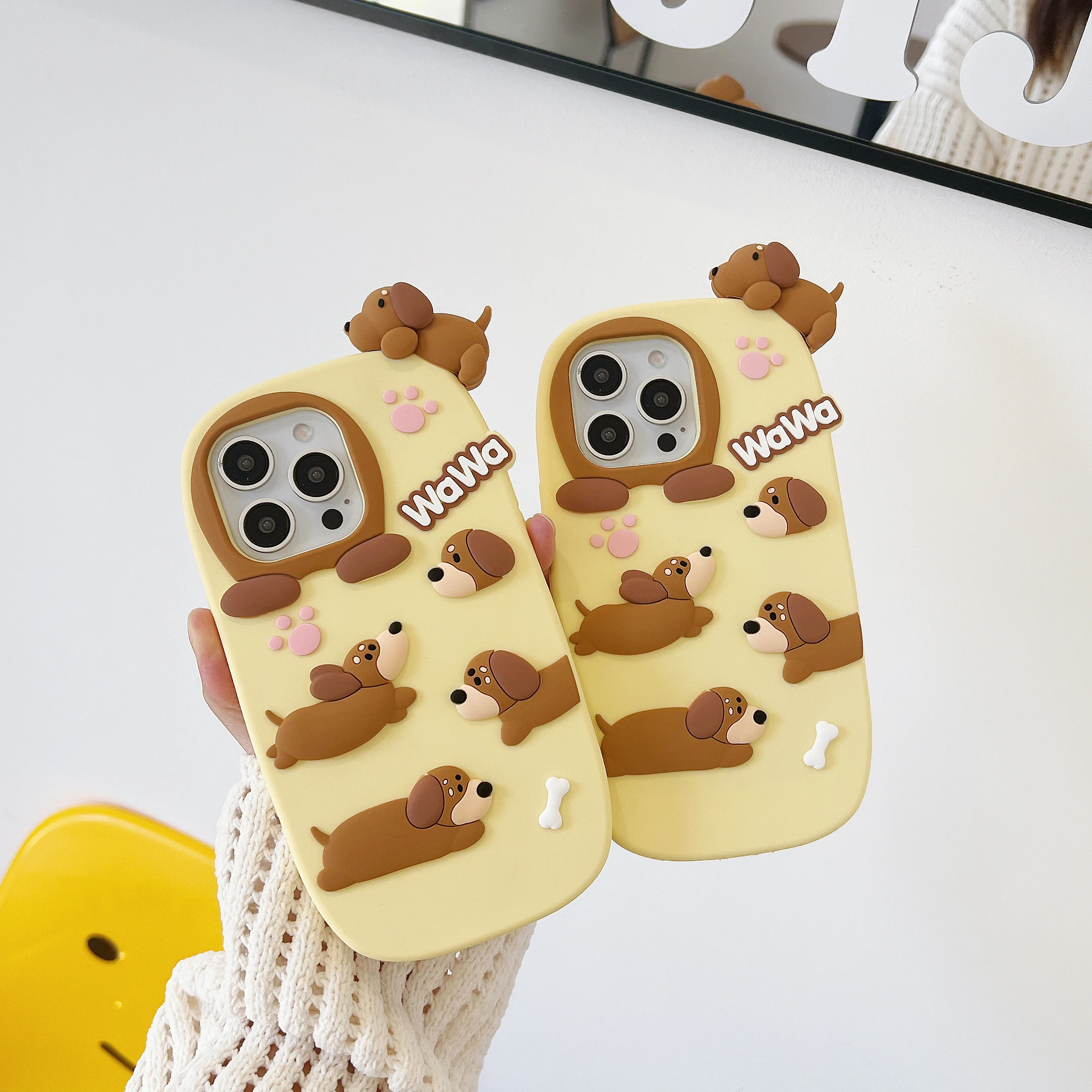 

3D Cute Cartoon Dachshund Dog, Soft Silicone Phone Case, iPhone 12 13, 14, 15, Plus 16 16 promax, Back Cover Shell Skin Durable