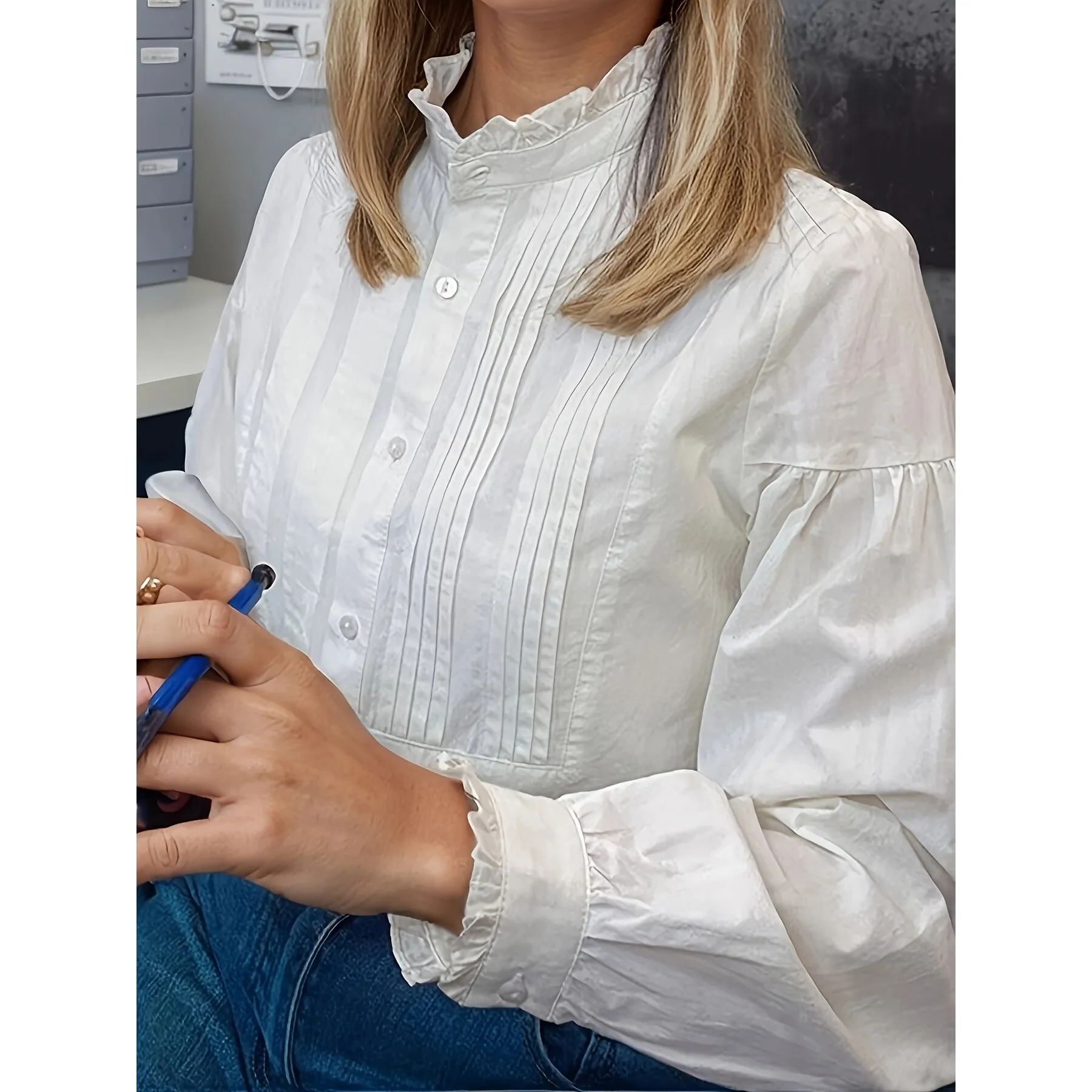 

O 13389 White Lace Collar Blouse Sleeveless Princess Sleeve Women's Shirt Not Easy to Deform Spring 2026 Other Style