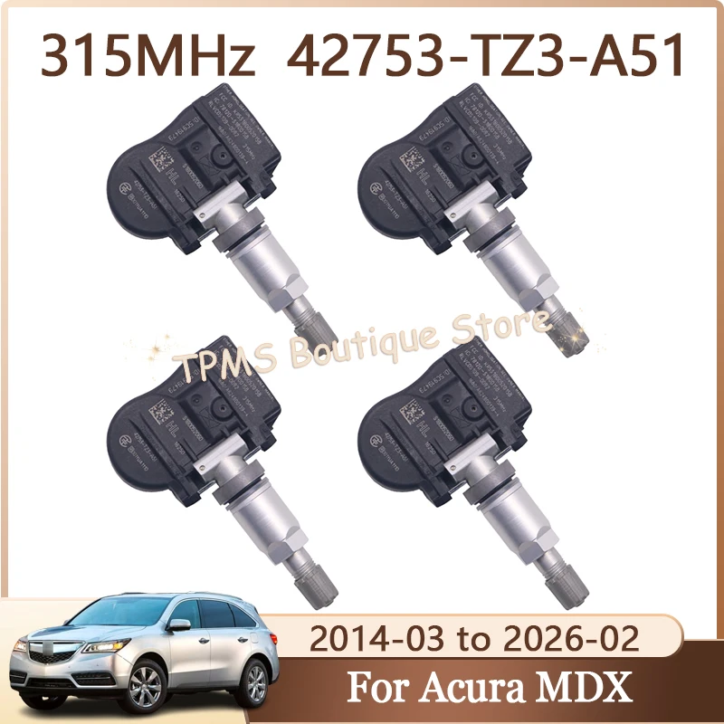 

4 шт. 315 МГц TPMS датчик в шинах 42753-TZ3-A51 TPMS система контроля давления в шинах для Acura MDX ILX RDX TLX автомобильные аксессуары