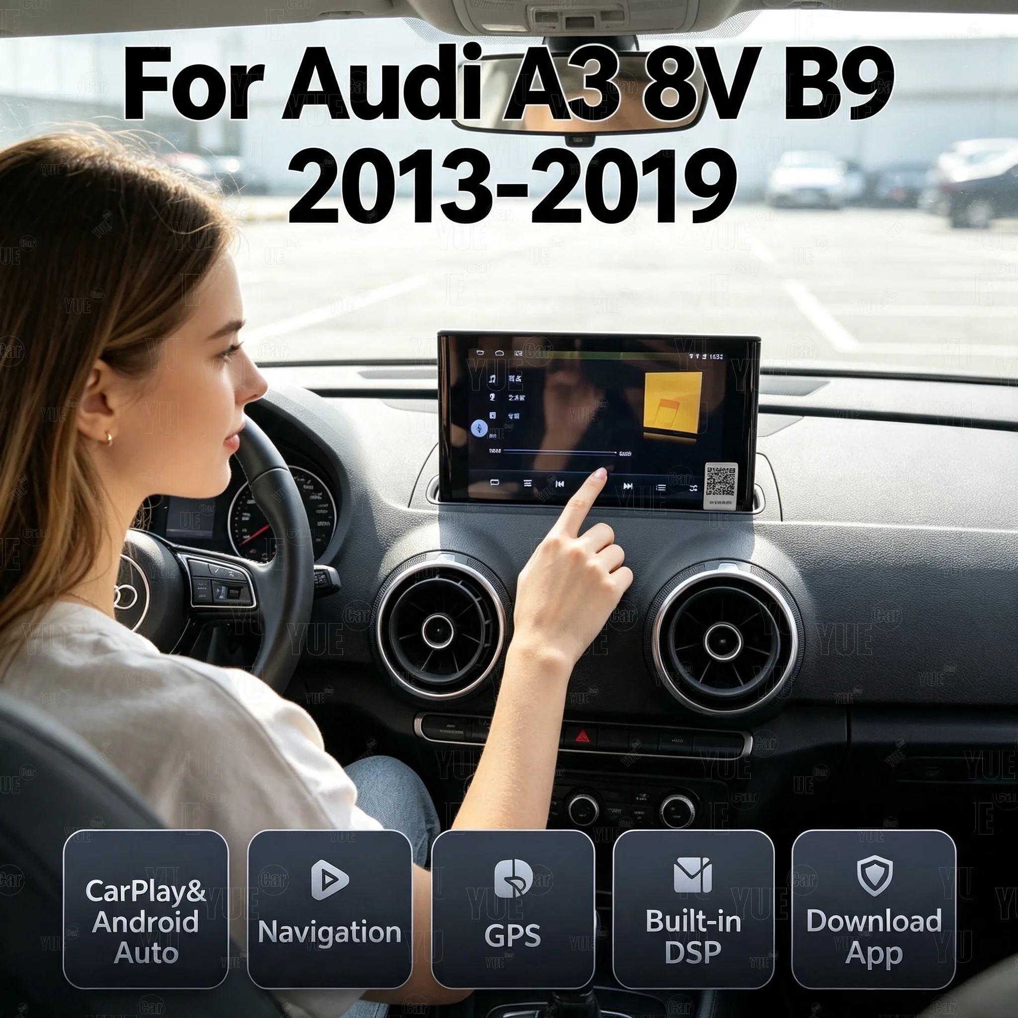 Android13 CarPlayタッチスクリーンナビゲーション Audi A3 8V B9 2013-2019対応 格納式カーGPSステレオ ワイヤレス2DinマルチメディアDSP