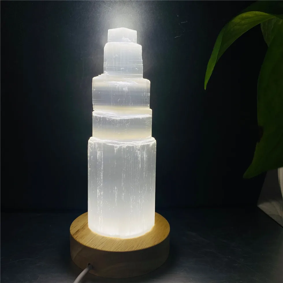 Lámpara de selenita Natural, cristal blanco, yeso, piedras preciosas, Reiki, decoración del hogar, Colección, 6-20cm