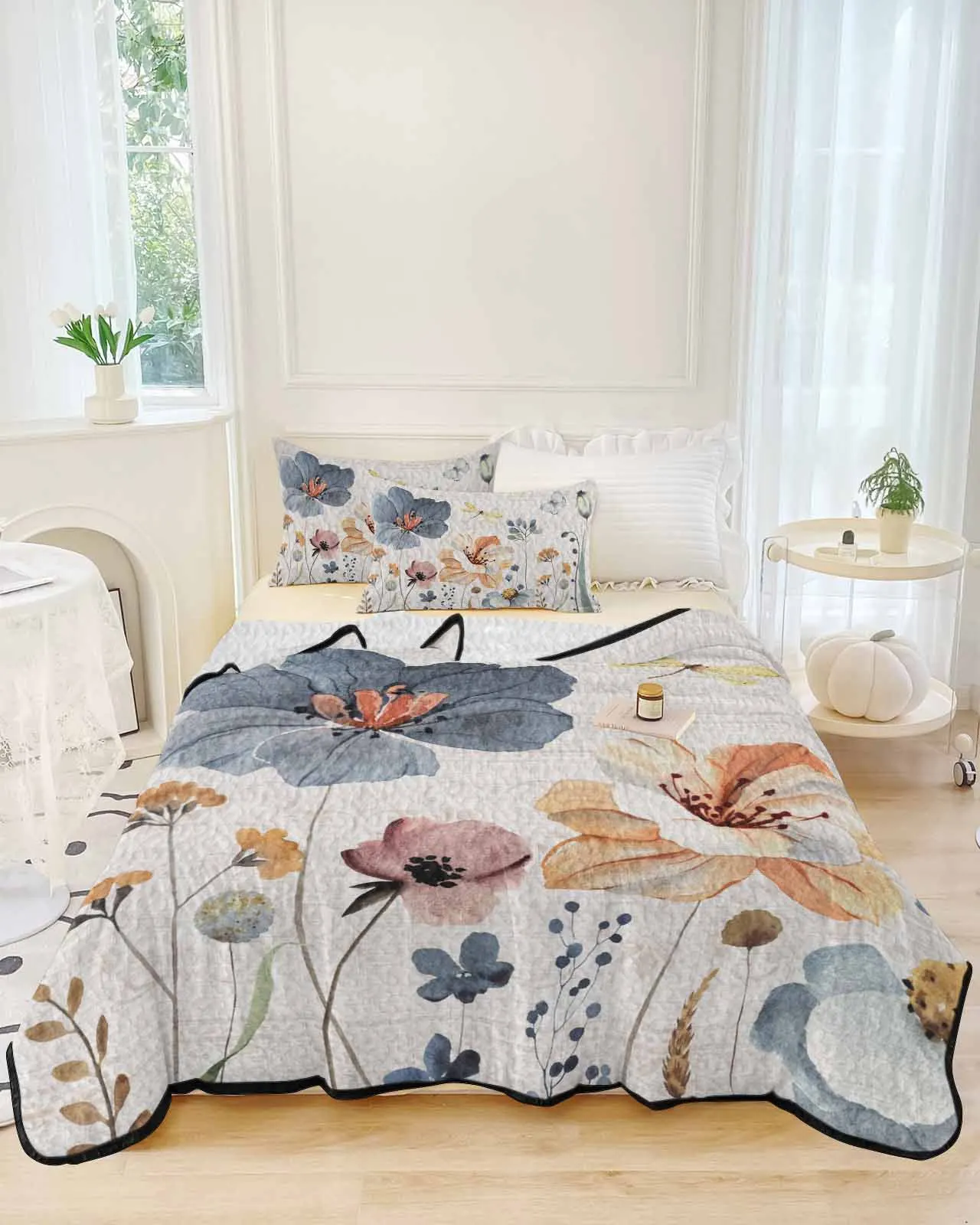 Summer Flowers And Wildflowers Summer Cooling Quilt Air Condition Blanket Comfortable Lightweight Bedroom Thin Quilt