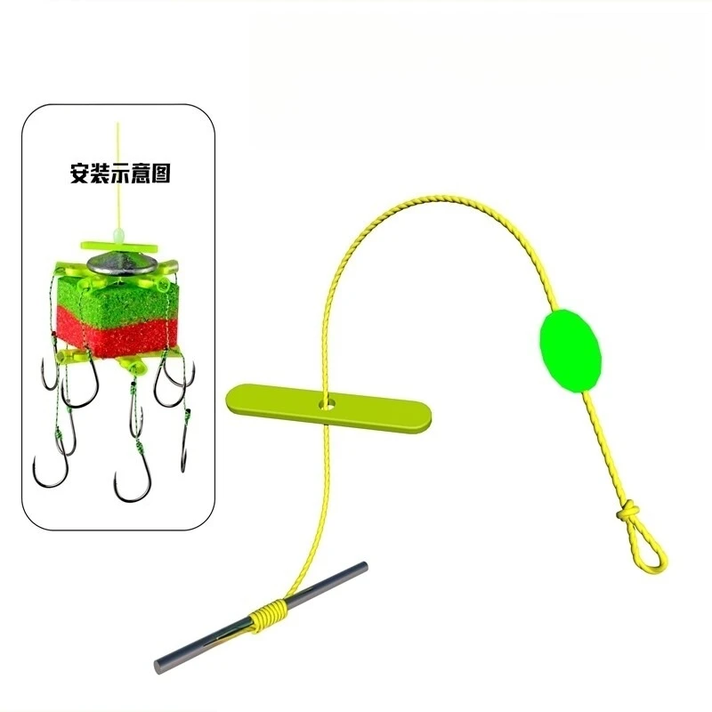 Pre-tied Flap Hook Main Line Set, Sea Rod Fishing Accessories with PVC Stopper Plate, Space Beans & Connecting Rod