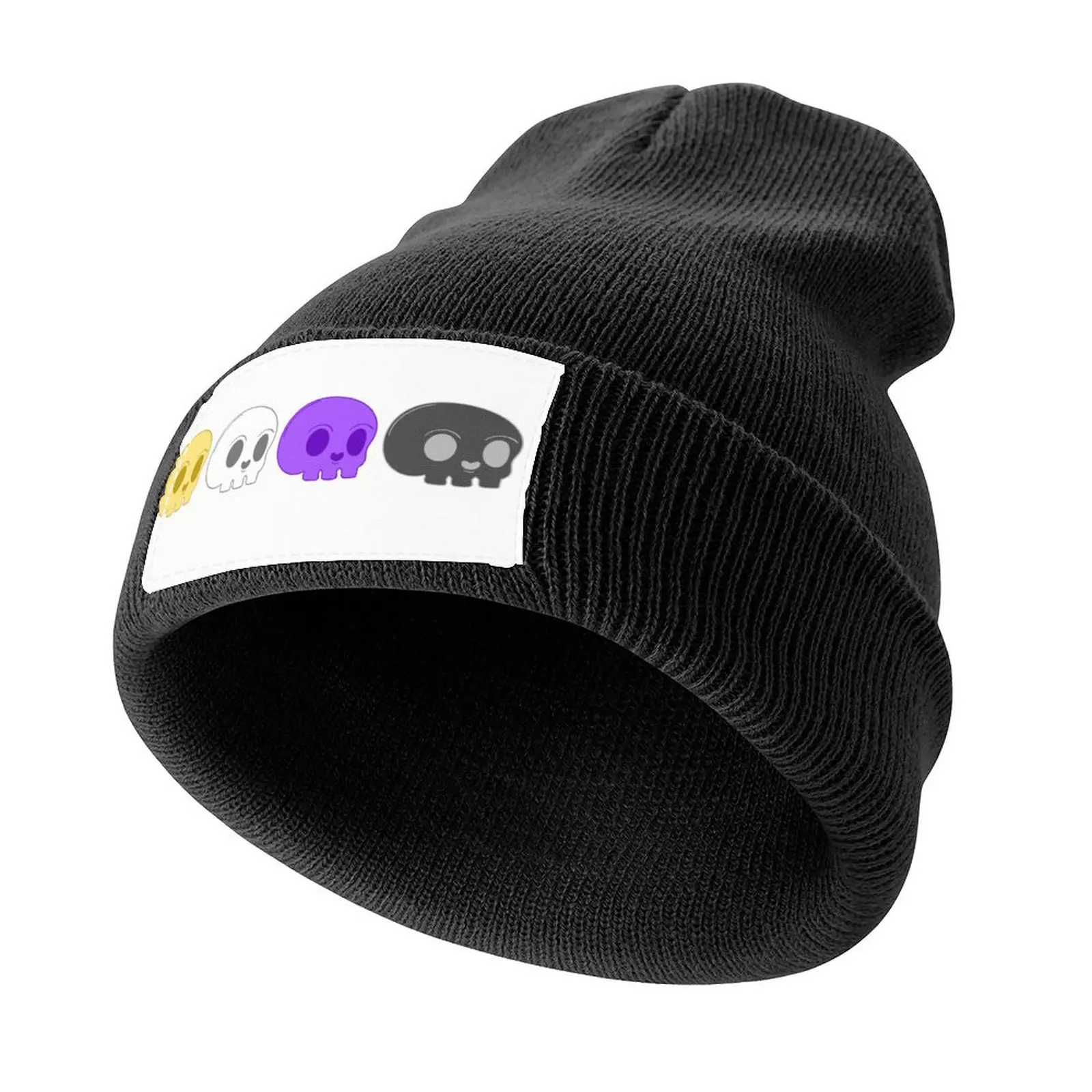 Subtle Nonbinary Pride Flag, Discreet Enby Pride, Creepy Cute Pastel Goth Skull, LGBTQ Knitted Cap western Hat Man Women's