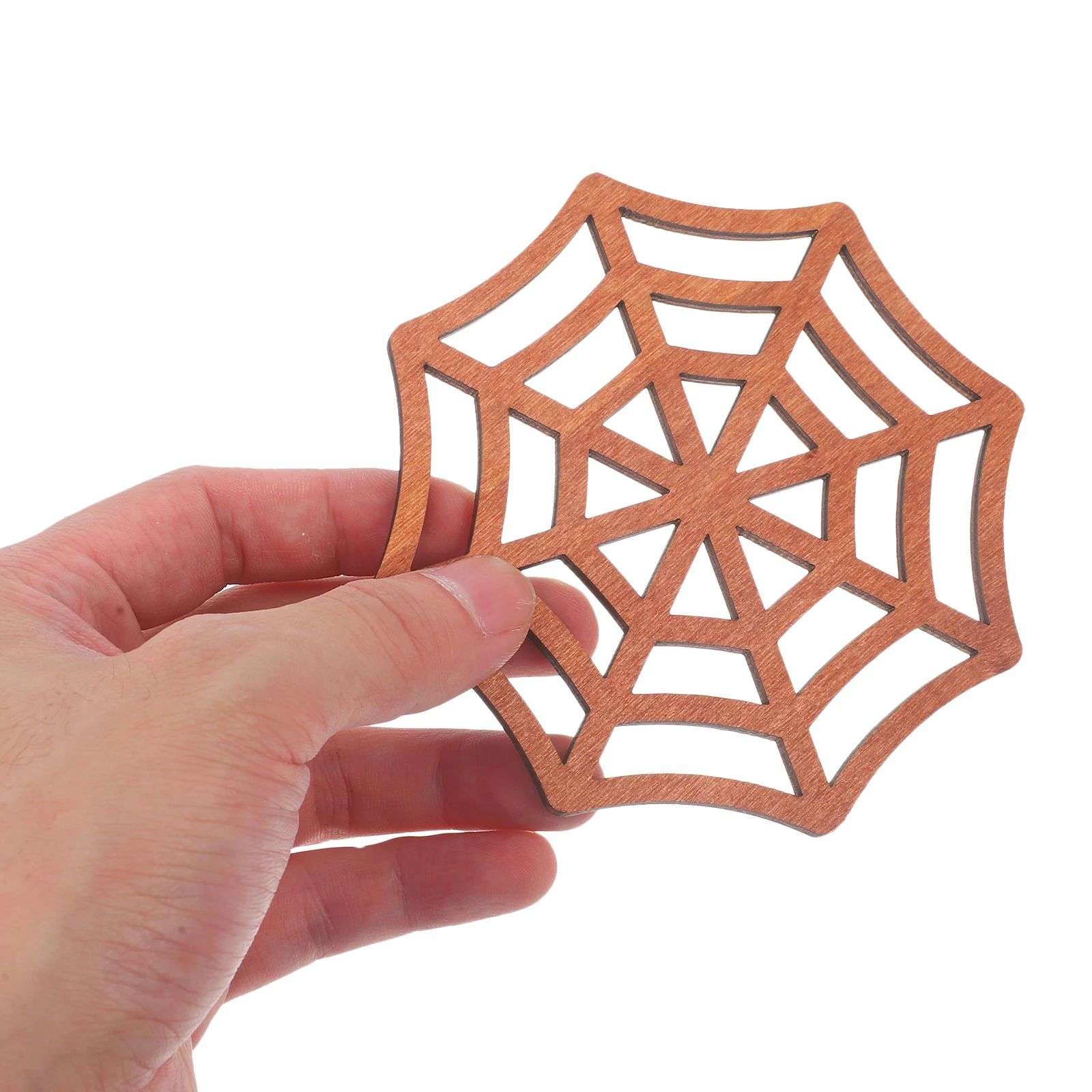 Wooden Spider Web Insulated Halloween Party Cup Mats Decorative Home Decor