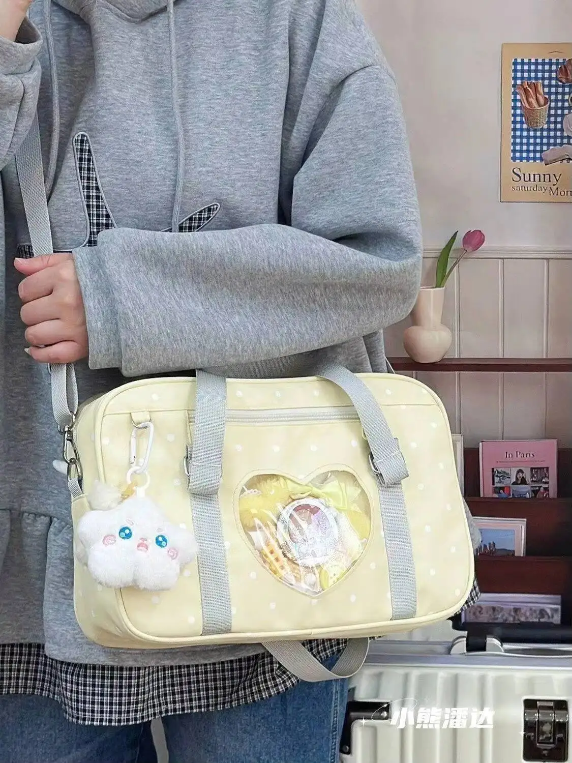 Y2K Comic Ausstellung Polka Dot Ita Schultertasche Messenger Bag Süße Mädchen Transparente Tasche DIY Anime Comic Display Umhängetasche – Detail 13