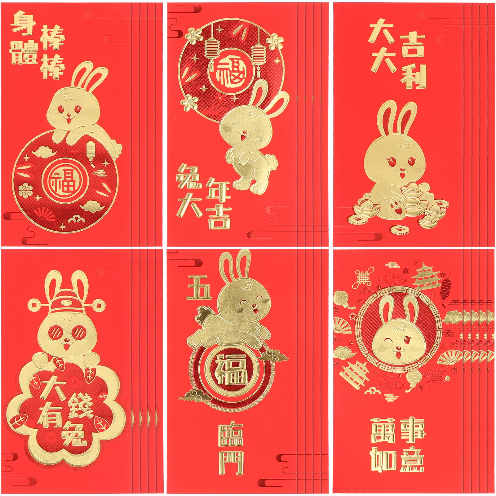 

30Pcs Rabbit Year Red Envelopes Premium Chinese Style Festive Money Pouches for New Year Gift Giving and Wedding Auspicious
