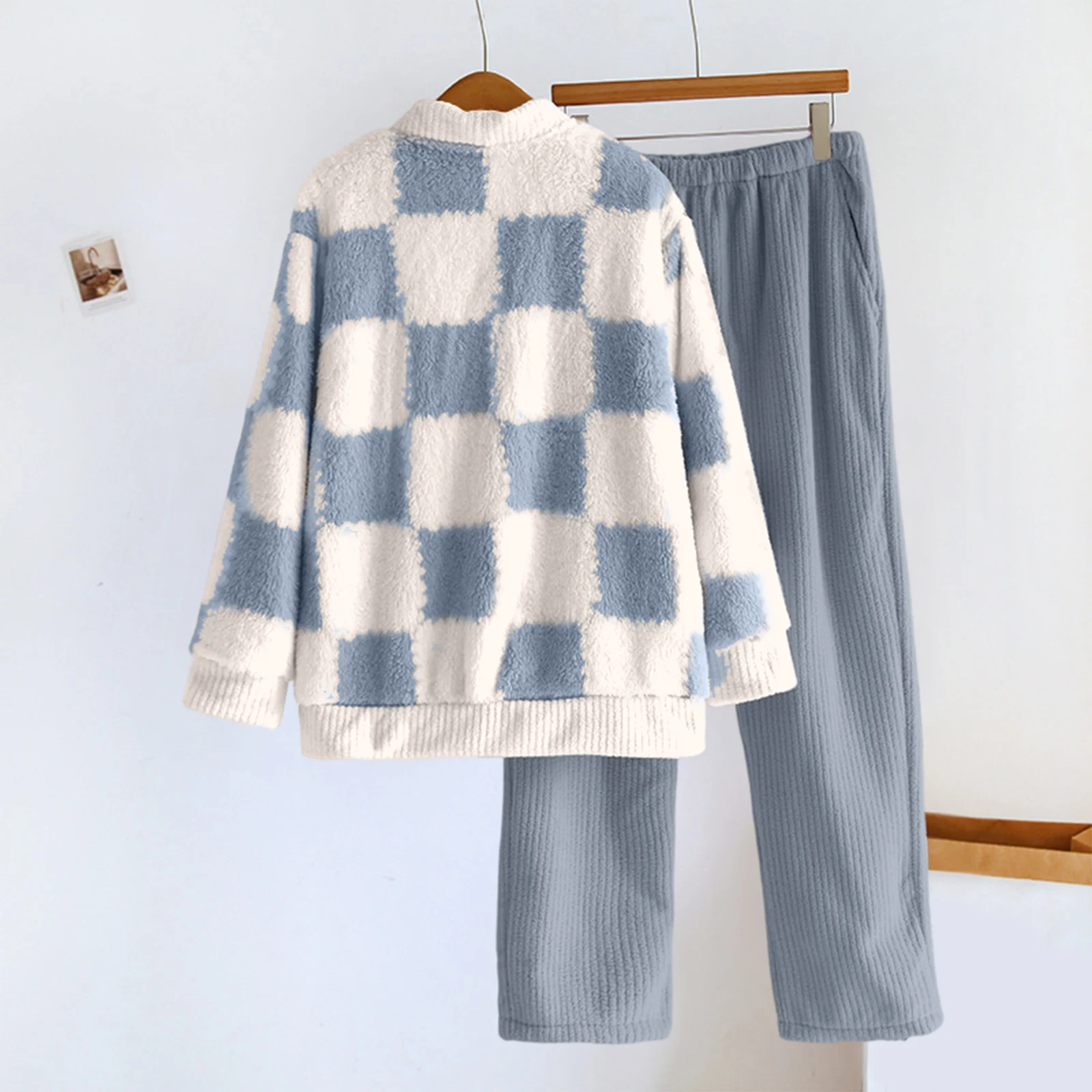 

Женская плюшевая и плотная фланелевая домашняя одежда, милый и теплый свободный кардиган большого размера, комплект с длинными рукавами и длинными брюками
