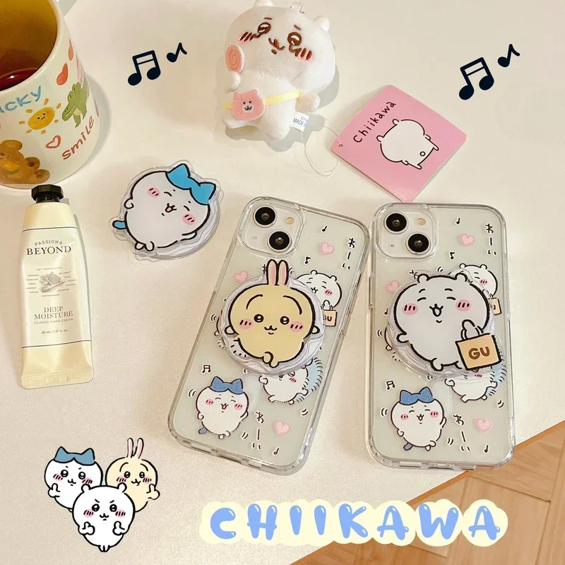 Cute Cartoon Japan Anime Chiikawa Magnetic Holder Magsafe Wireless Charge Phone Case For iPhone 16 15 14 13 12 11 Pro Max Cover