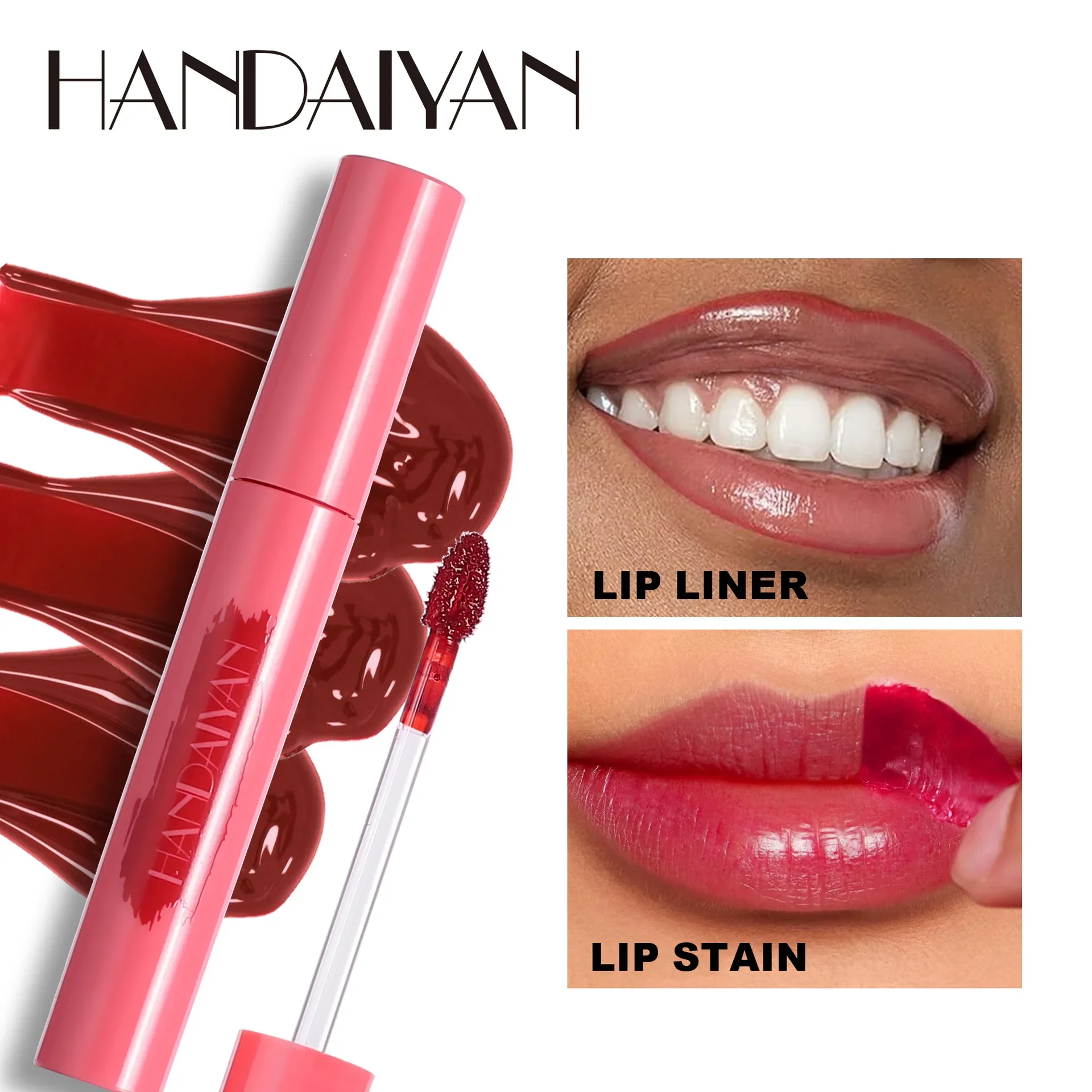Tinte de labios mate de larga duración, 6 colores, delineador de labios de tatuaje despegable, brillos de labios sexis, cosméticos para manchas de labios desgarros para mujer