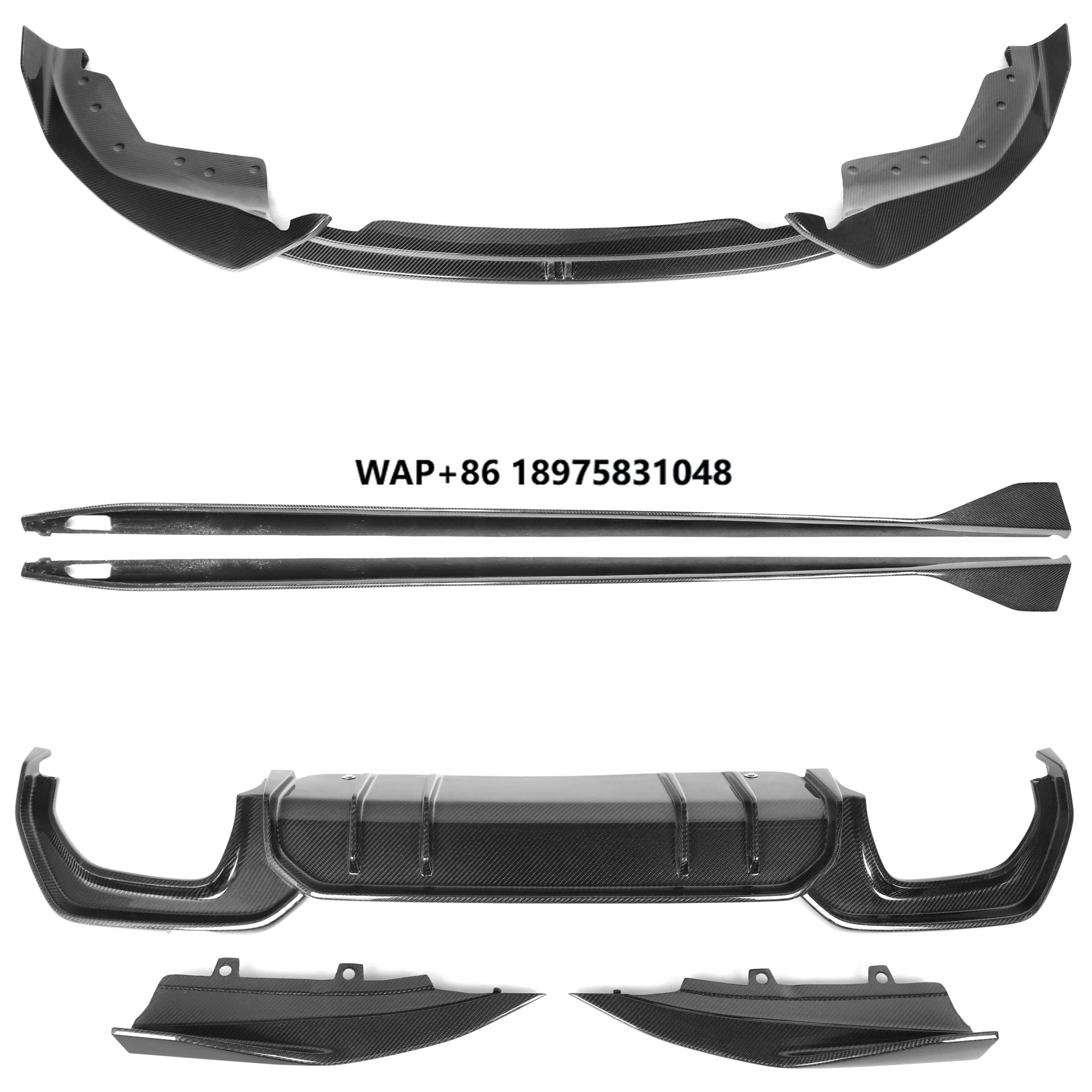 

Real Carbon Fiber AO Style Gloss Black Front Lip Front Bumper Lip Splitter Diffuser Side Skirts for G20 2019-2021