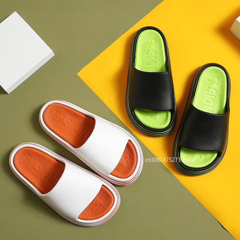 Youpin Thick Sole Bathroom Home Slippers Runway Stripes Soft Sole Slippers Men  Women EVA Indoor Slides Sandals Summer Non-slip