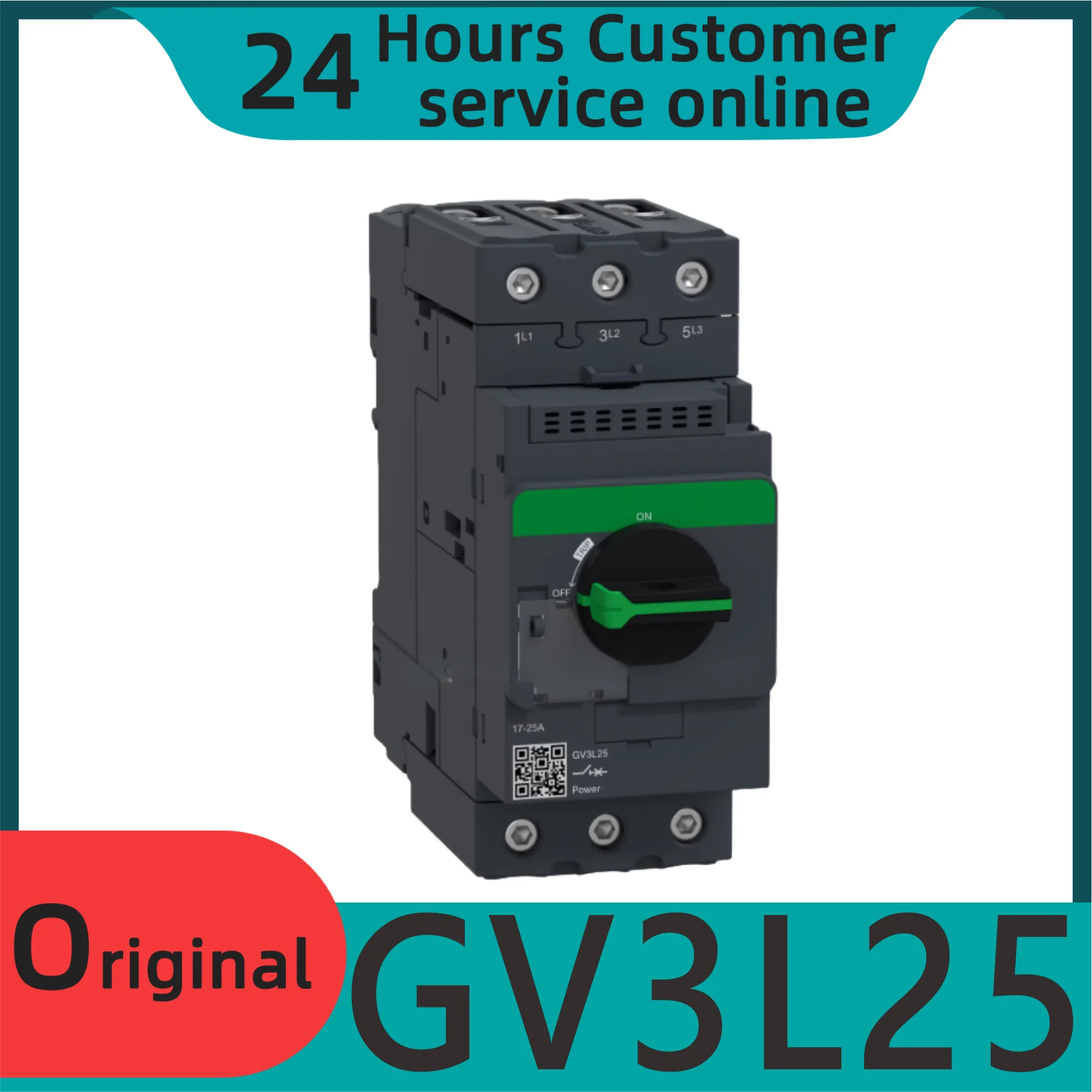 Gv3l25 Gv3-l25 Circuit Breaker, Gv3,3p，25 A， Magnetic, Rotating Handle, Terminal