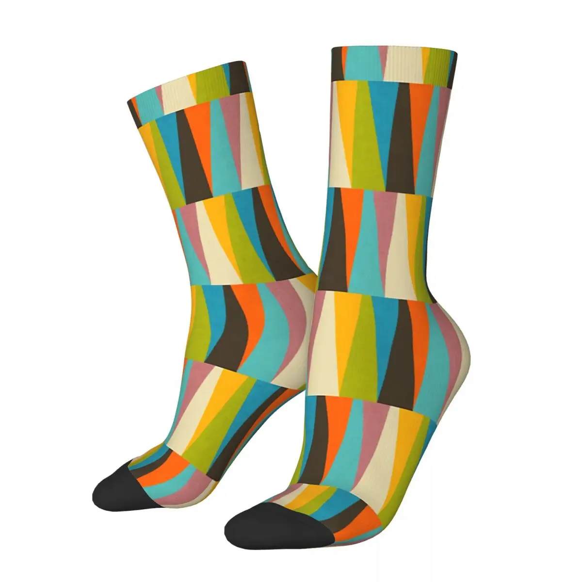 Retro Color Block Triangle Pattern Of Square Socks Male Mens Women Spring Stockings Hip Hop