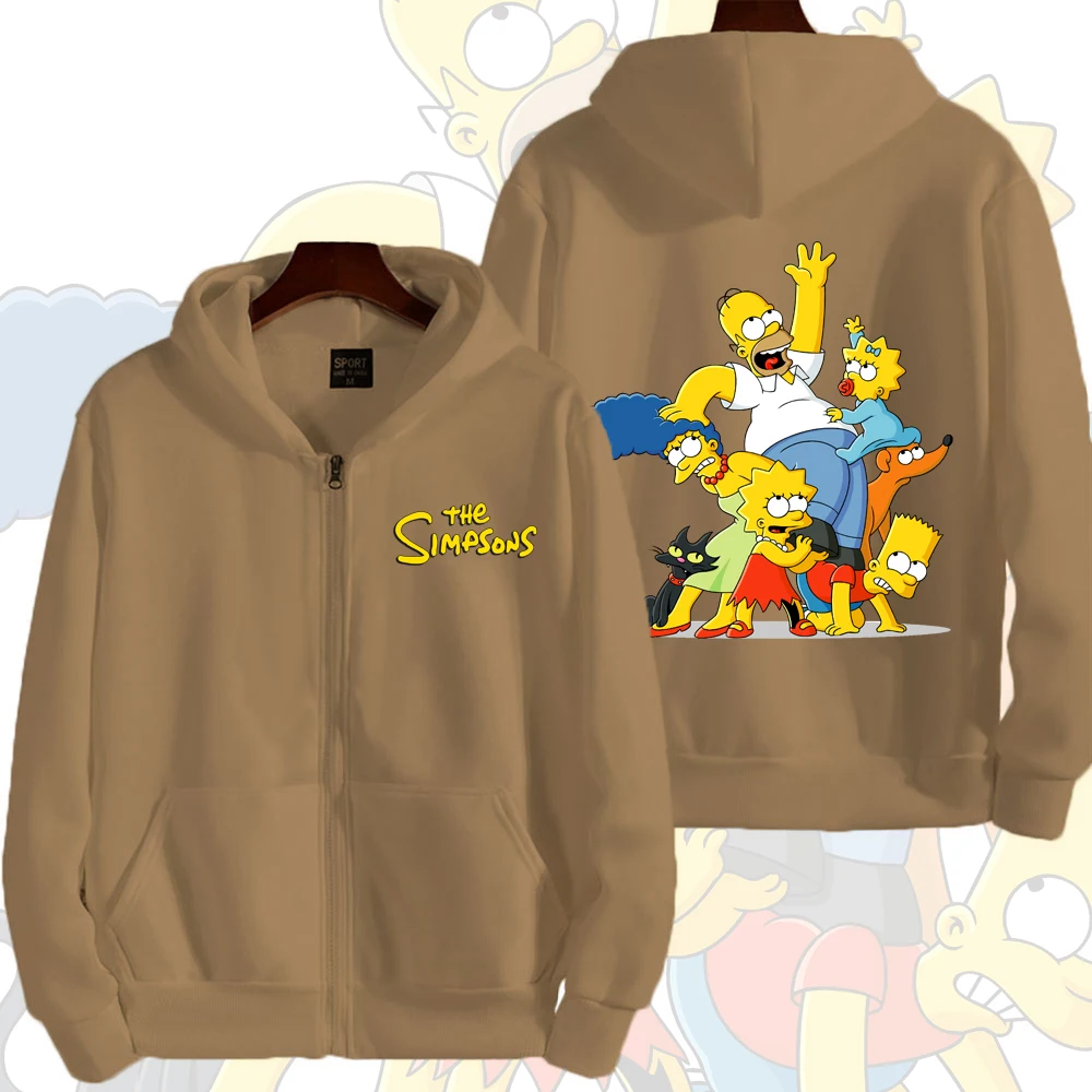 Moletom com Zíper The Simpsons Masculino 2026 Novo Casual Feminino Oversized Desenho Animado Anime Casal Jaquetas Casaco Roupas