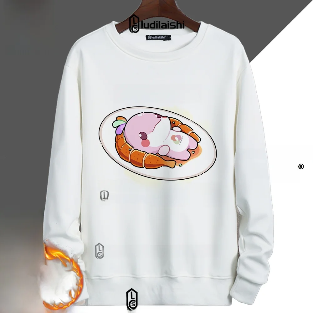 

Thiened Fce Autumn Winter Sweatirt Jaet Full Mascot Happy Lamb Emoticon Head Portrait ex Polyester Fiber Streetwear