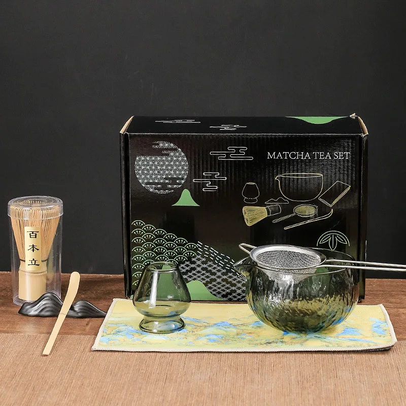 

Japanese Style Household Glass Matcha Tea Set Matcha Bowl Tea Standing Hundred Bens Kung Fu Tea Set Ceramic Tea-making Tool