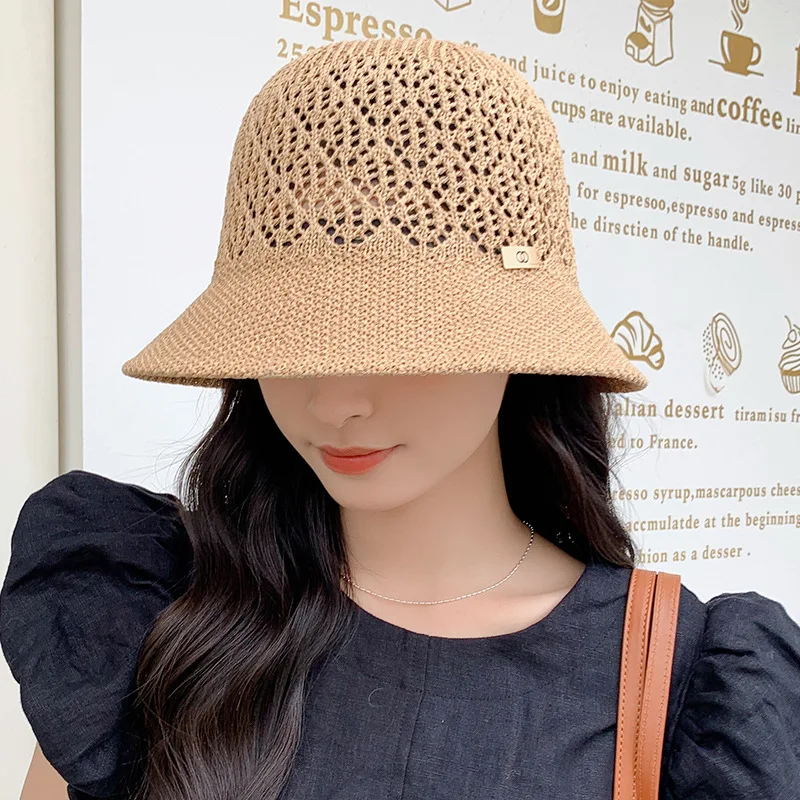 Female Spring Sun Protection Hollow Hat Summer Breathable Sun Shield Hat Versatile Fisherman Hat Bucket Hat