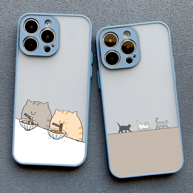 Niedliche Cartoon-Katzen-Illustrations-Handyhülle für iPhone 17 16 15 Pro Max Hüllen iPhone 14 13 12 11 Pro Max Mini XS XR X 16 PlusCover – Detail 12