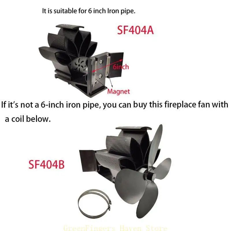 

F68D 4-Blade Heat Powered Stove Fan for Wood Log Eco Friendly Larger