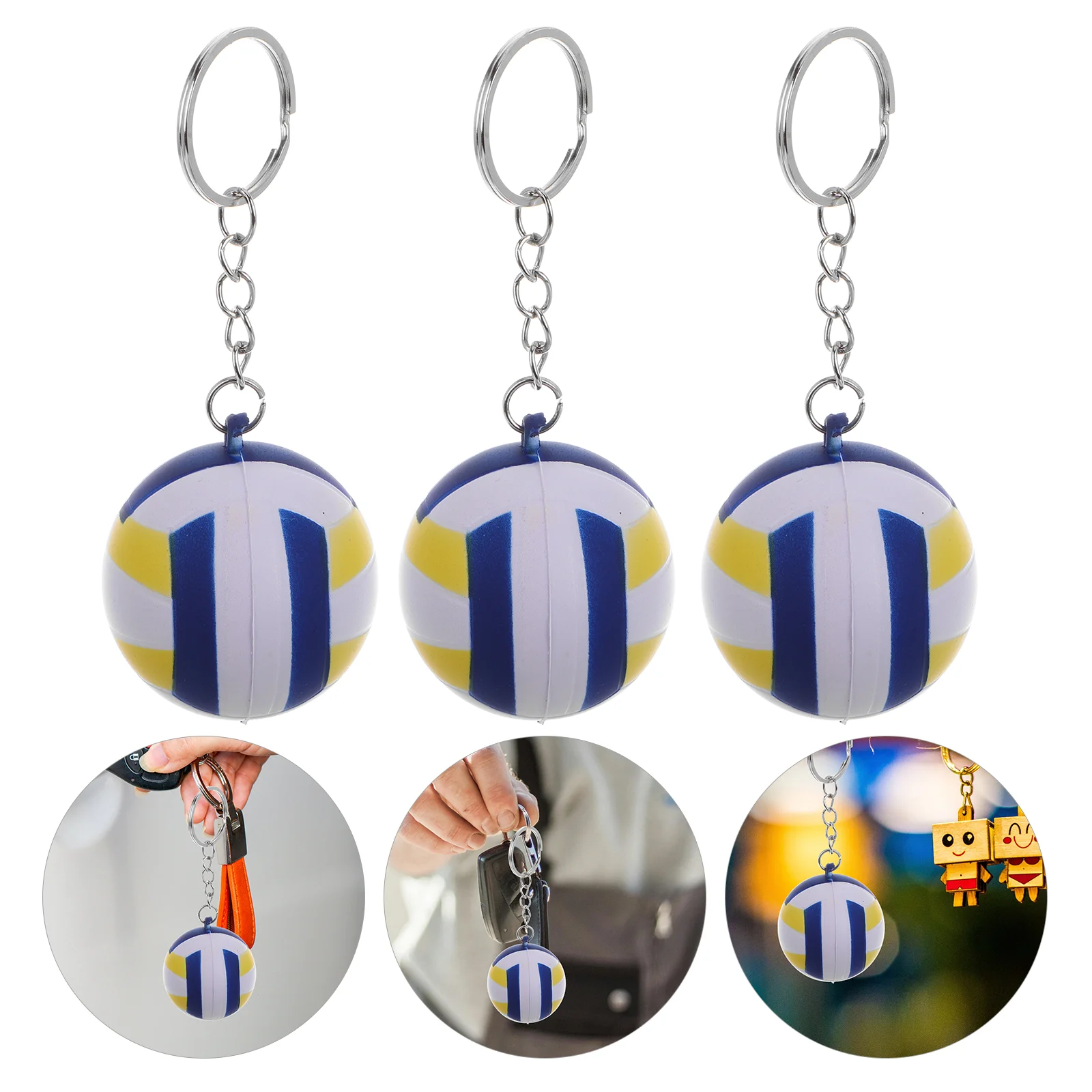 

5 Pcs Volleyball Keychain Purse Charms Toy Sports Ring Metal Party Supplies Child