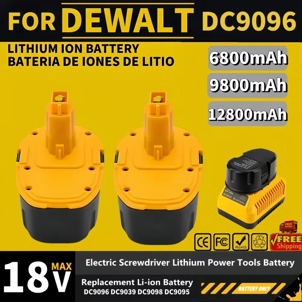 For 18V Dewalt 6.8/9.8/12.8Ah Power Tool Battery,With DeWalt DC9096 DE9039 DE9095 DW9098 DW9096 Replacement Batter Compatible