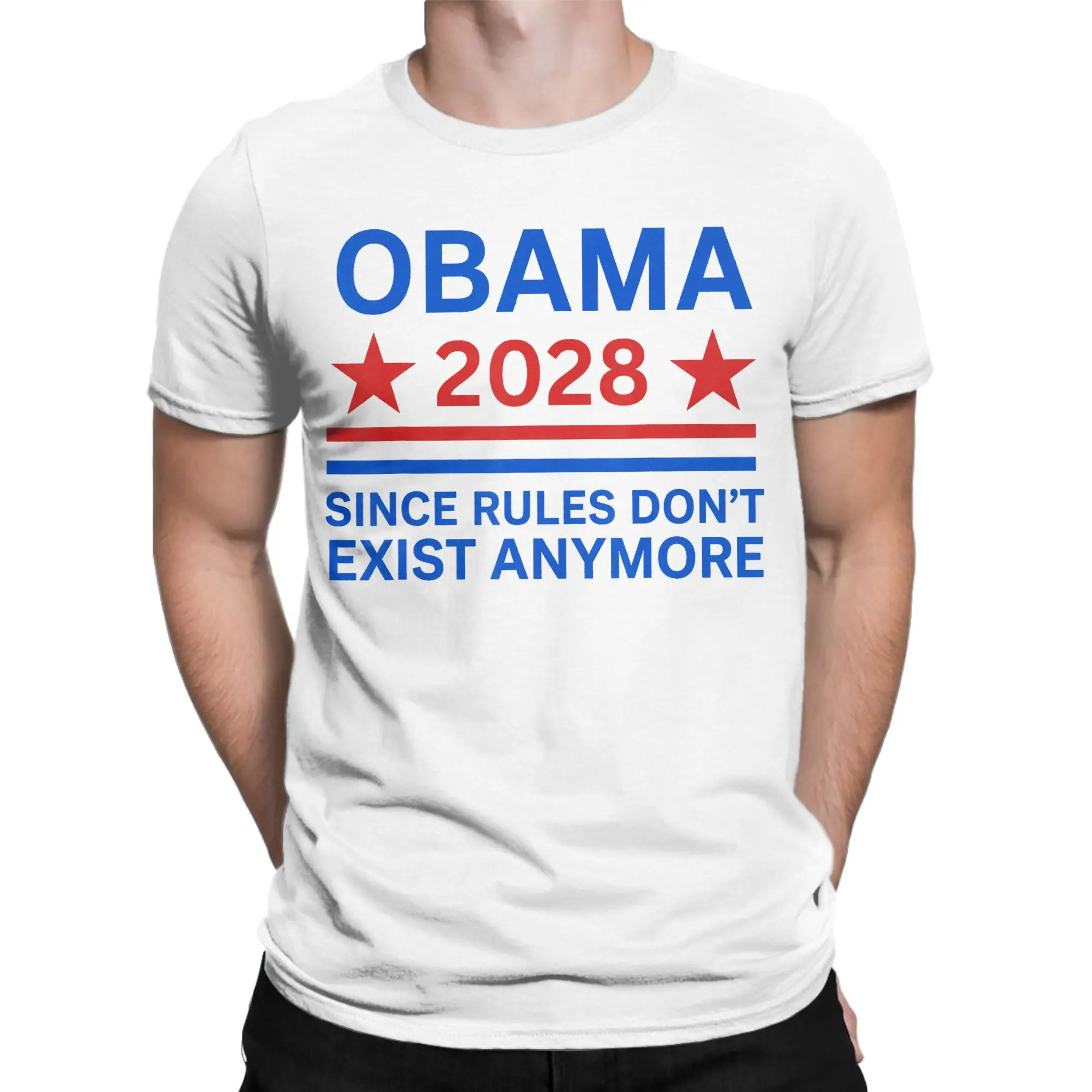 Leisure Obama 2028 Since Rules Don't Exist Anymore T-Shirts Men O Neck Pure Cotton T Shirt  Short Sleeve Tees 4XL 5XL Clothing
