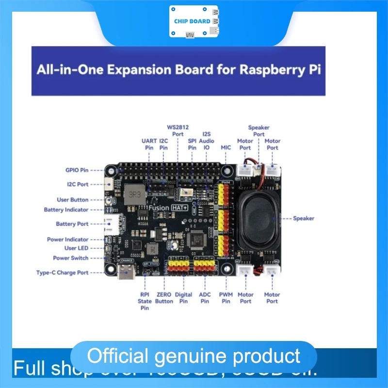 

SunFounder Fusion HAT+ Smart Control Board for Raspberry Pi 5/4/3B+/Zero 2W, Motor & Servo Control, Audio, ChatGPT/Gemini