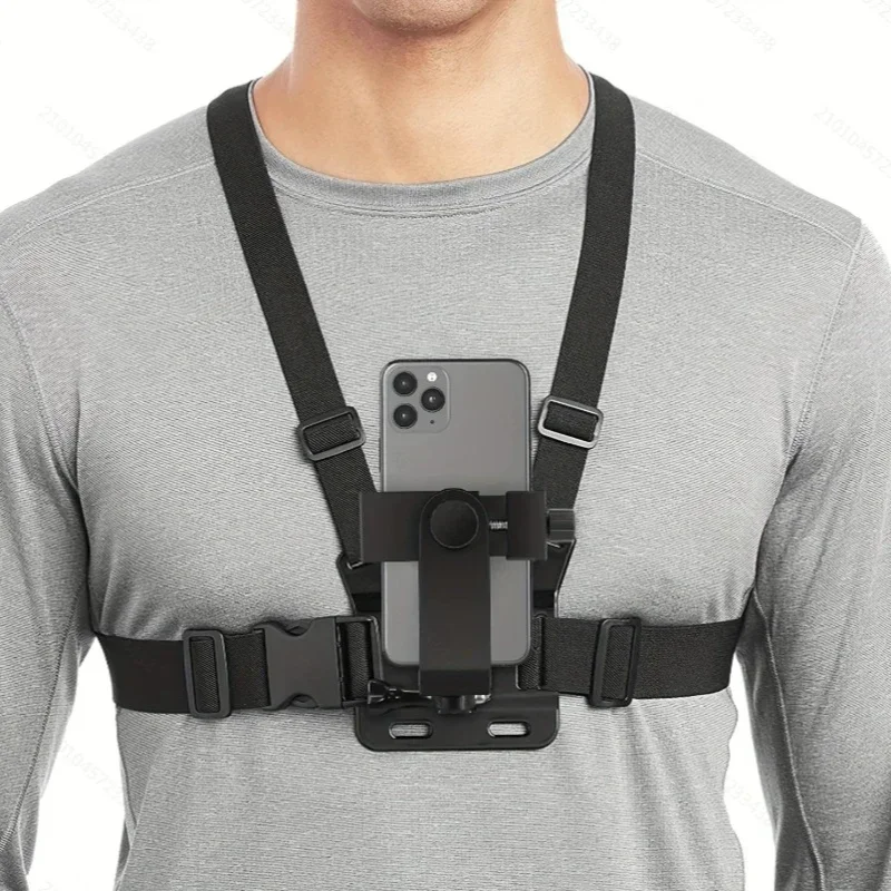 

1PC Adjustable Phone Clip Holder with Chest Strap Mount Bracket for Sport Camera Mobile Phone Black Accessory