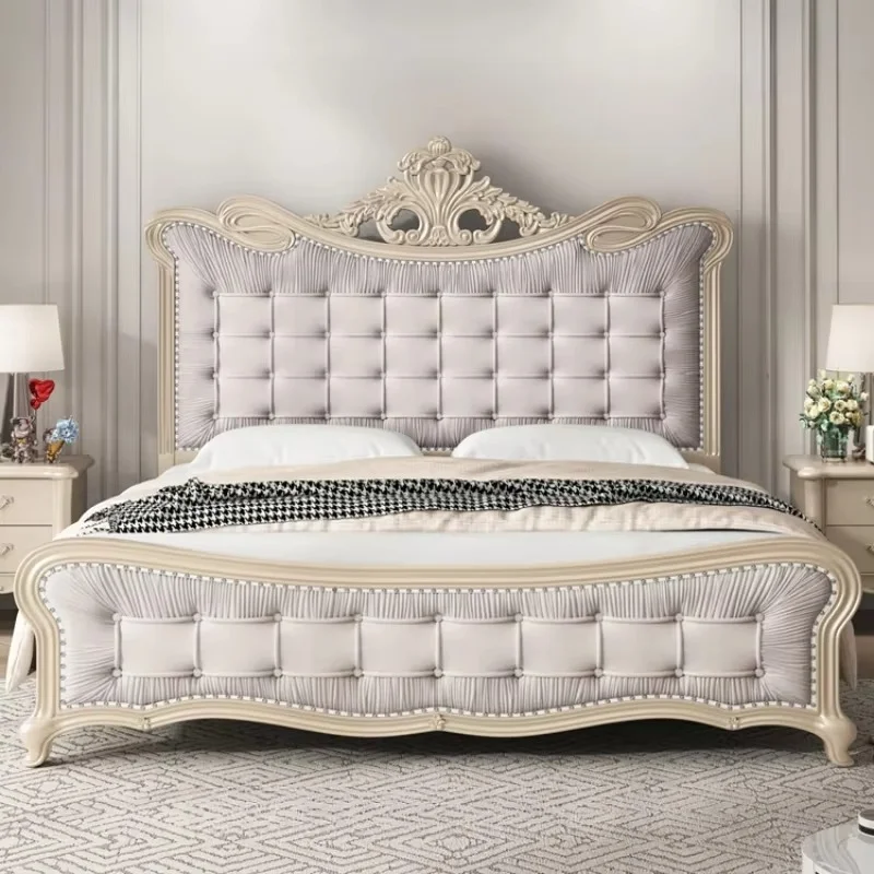 Modern Luxury Double Bed Frame Wooden European King Size Aesthetic Bed Frame Luxury Letto Matrimoniale Bedroom Furniture