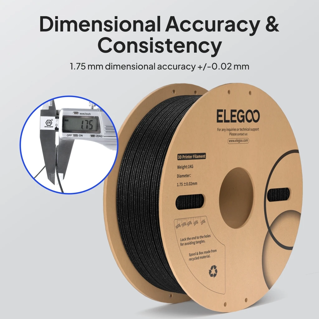 ELEGOO PLA Sparkle Filament 1.75mm Sparkle Black Red Turquoise 1KG For EU US DE