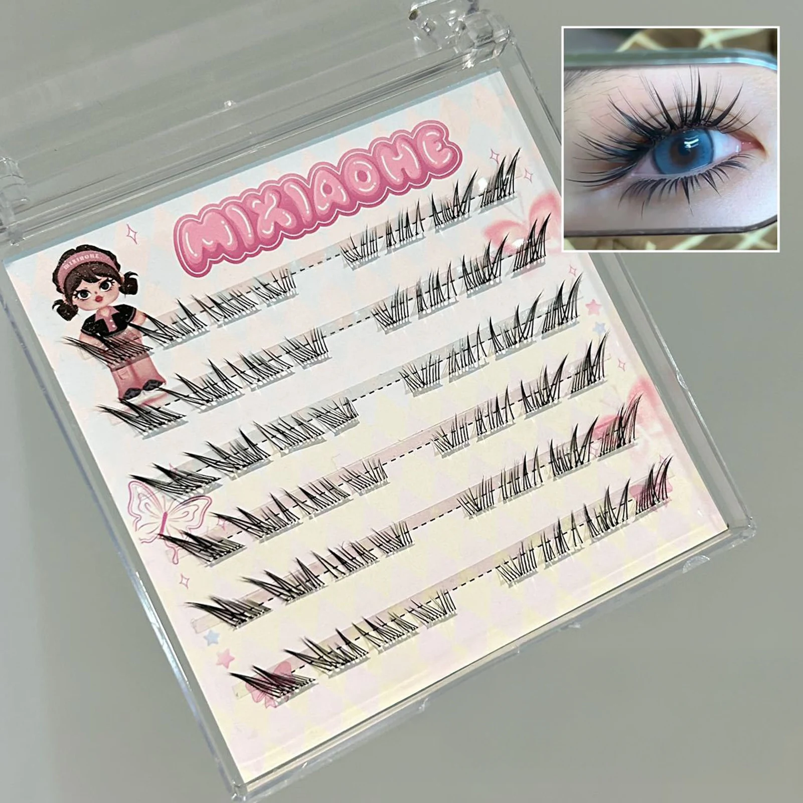 6/10 Rows Cluster Lash False Eyelashes Reusable Fluffy Cat Eye Effect Thick Long Segmented Lash Extension Mink Fake Eyelashes