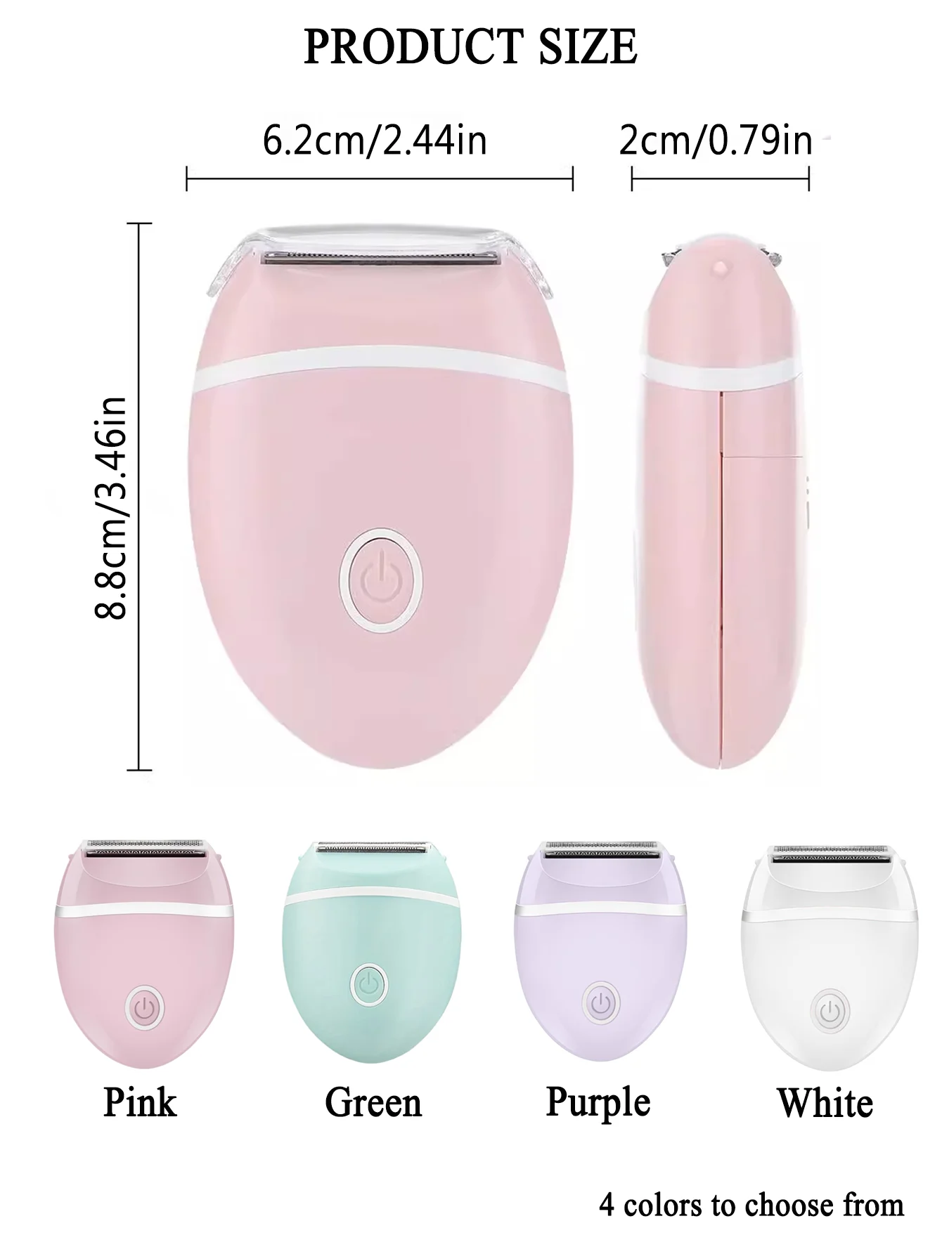 ماكينة إزالة الشعر الكهربائية للنساء، مدعومة ببطاريتين AAA، مناسبة للجسم بالكامل والوجه والساق والذراع وتشذيب الحلاقة تحت الإبط، المنتج لا يشمل البطاريات.