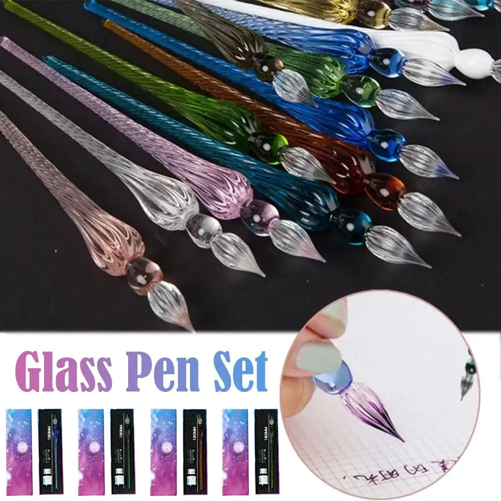 Sternen himmel Glas Stift Set 3 Stück Sets Glas Signier Stift und Halter Stift Kristall Stift Student Tinte Glas Stift mit Eintauchen kreativ g8m9