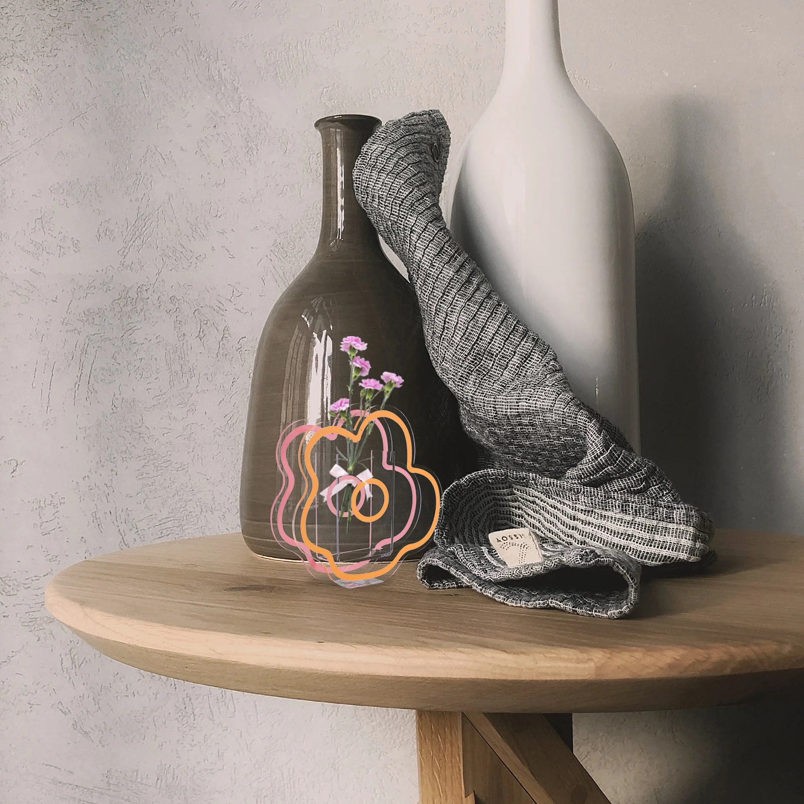 

1Pc Transparent Acrylic Vase Flower Shape Decorative Home Container Simple Adornment