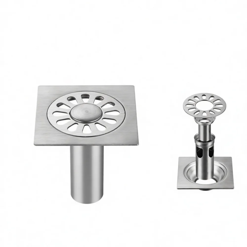 Stainless Steel Floor Drain Shower Bathroom Balcony Laundry Sewer Strainer Anti Odor Filter Large Drainage Catch Hardware Tool