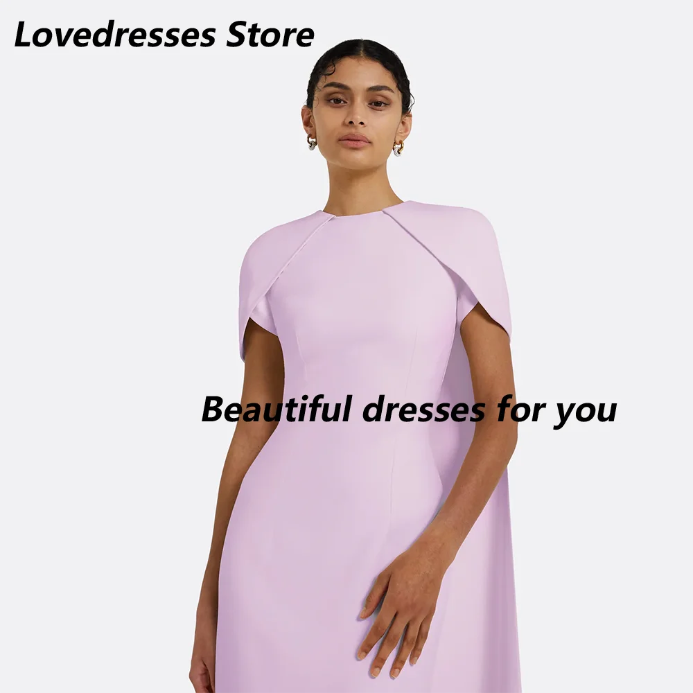 Abito da sera color lavanda maniche ad aletta personalizzate o collo sirena 2025 abiti da sera formali per donna abiti eleganti da ballo in jersey