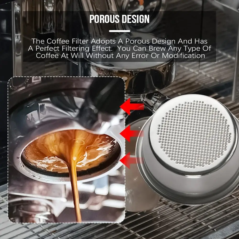 1pc two Cup Filter Basket 54mm Coffee Machine Double Economical For Breville Portafilter Reusable Silver Newest Sale