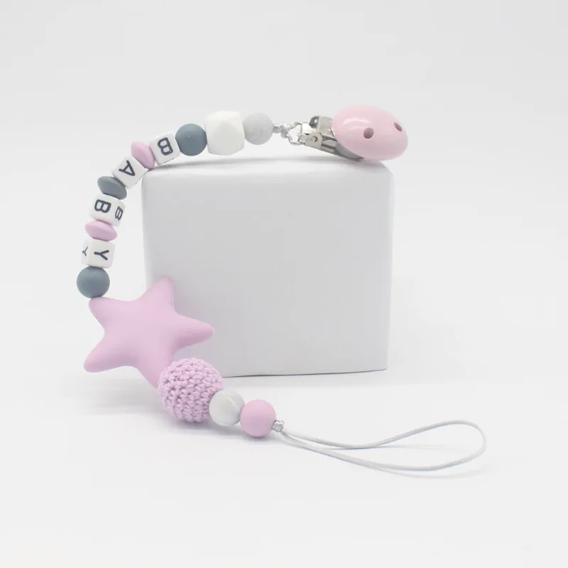 Personalized Name Handmade Pacifier Clips Holder Chain