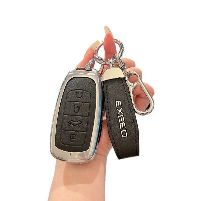 Premium Zinc Alloy Key Cover Case for Exeed Yaoguang Premium Edition (2023-2024) - Protective Key Fob Shell Key Bag Chain