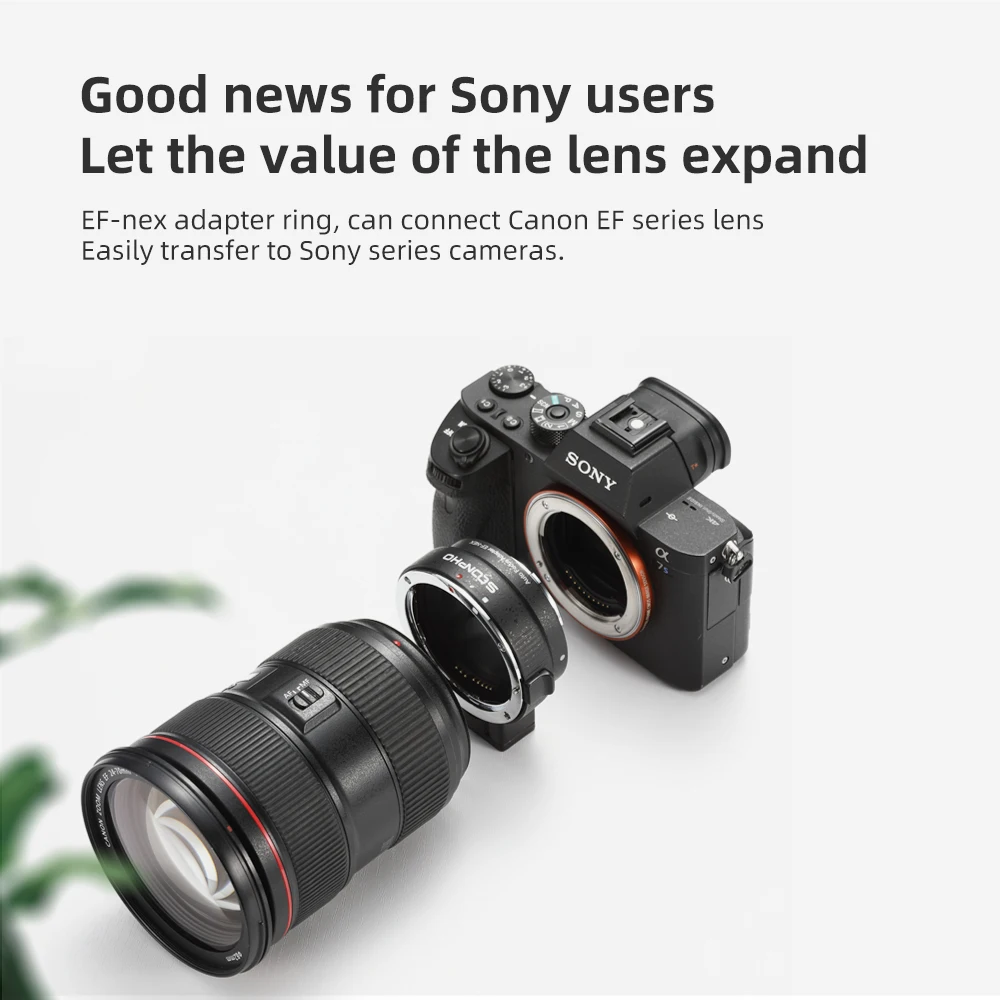 SOONPHO EF-NEX Cannon EF Lens to E Mount Adapter EFS E Mount EF Adapter to E Mount Compatible with Sony A7 A7R A7S A7II A3000 A5