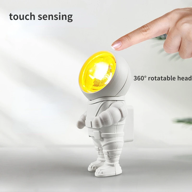 

USB powered Astronaut Night Light Touch switch 360° rotation Lamp Kids Bedroom Projection Lamp Home Decorative atmosphere light