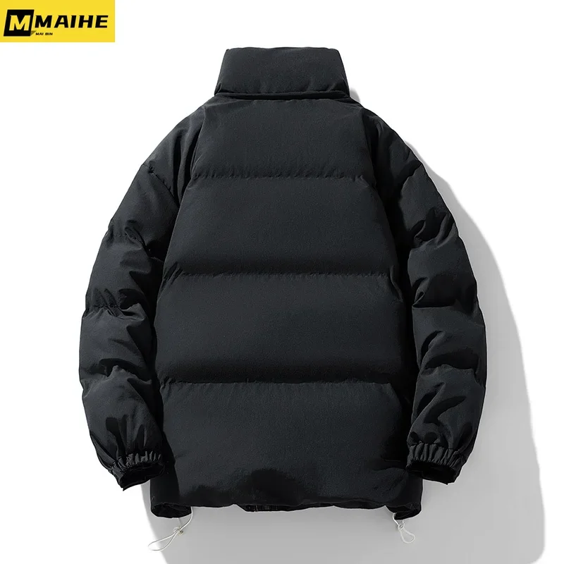 Winter New Men\'s Jacket Outdoor Solid Color Retro Style Thick Down Cotton Jacket Korean Edition High Neck Windproof Skiing Coat