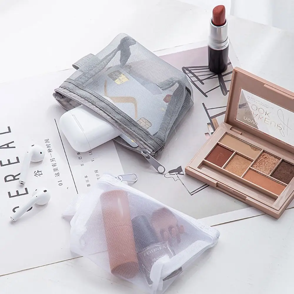 

Change Storage Bag Clear Mesh Bag Small Item Bag Lipstick Cosmetic Bag Mini Coin Purse Data Cable Storage Bag