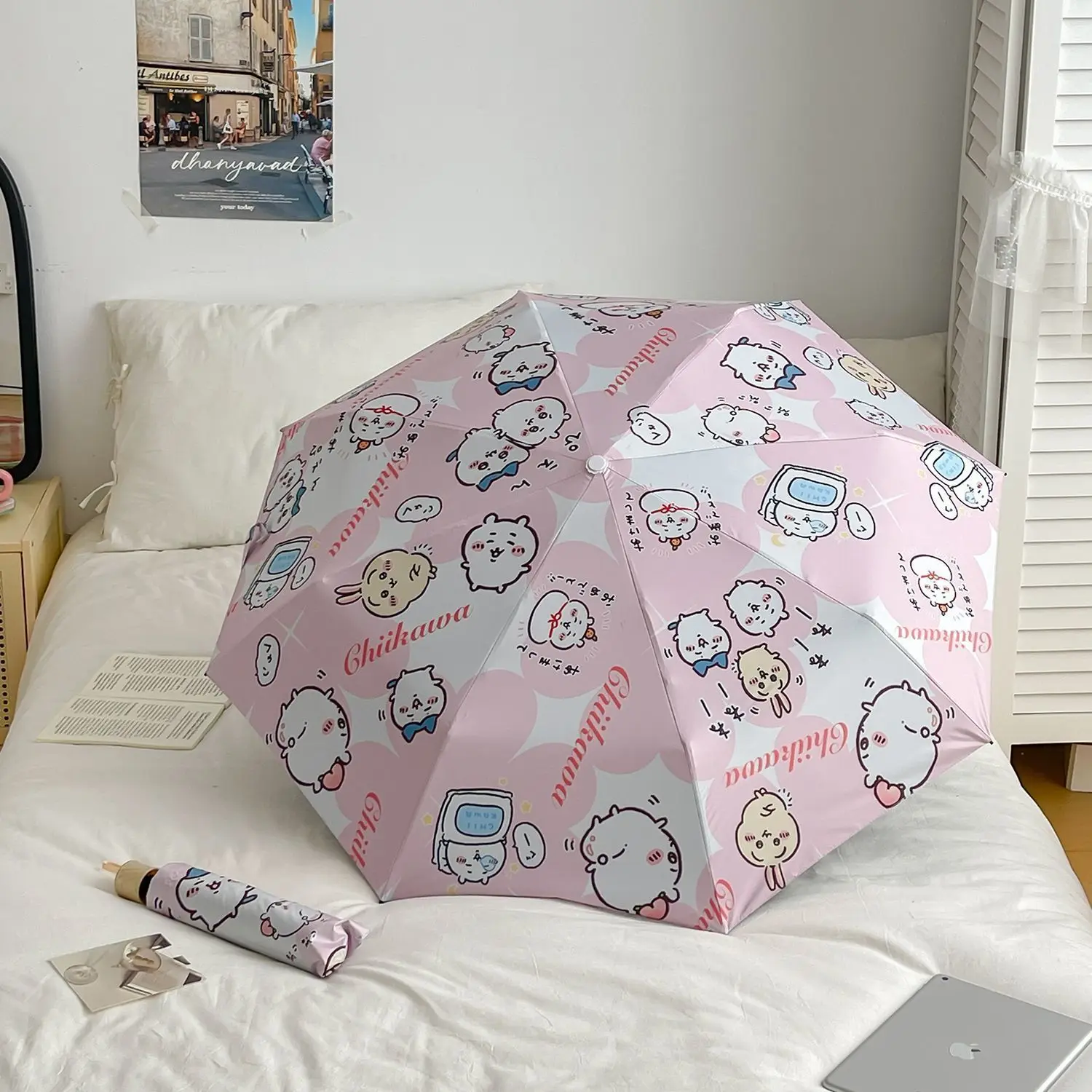 Chiikawa Hachiware Usagi Black Coating Umbrella Uv Protection Sunshade Umbrella Cartoon Foldable Umbrella Birthday Gift Women