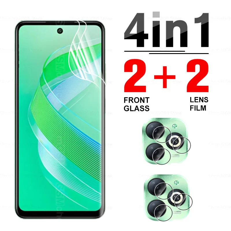 4in1 Hydrogel Film Screen Protector For Infinix Smart 8 4G Camera Lens Protection Film For Infinix Smart8 4g 6.6 inches X6525