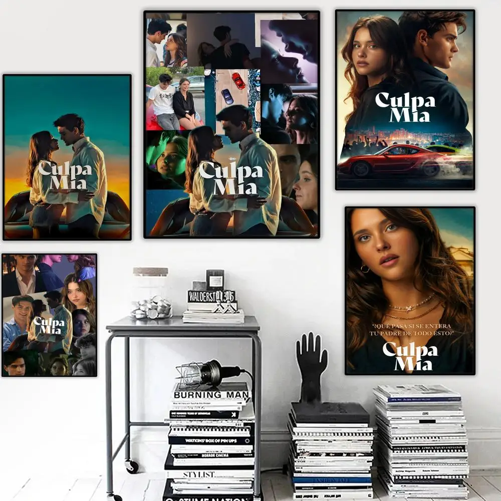 My Fault Culpa Mia لوحة الفيلم الكلاسيكي الخط قماش المشارك: تجعد الحرة للماء دائم جميع الفضاء جدار ديكور