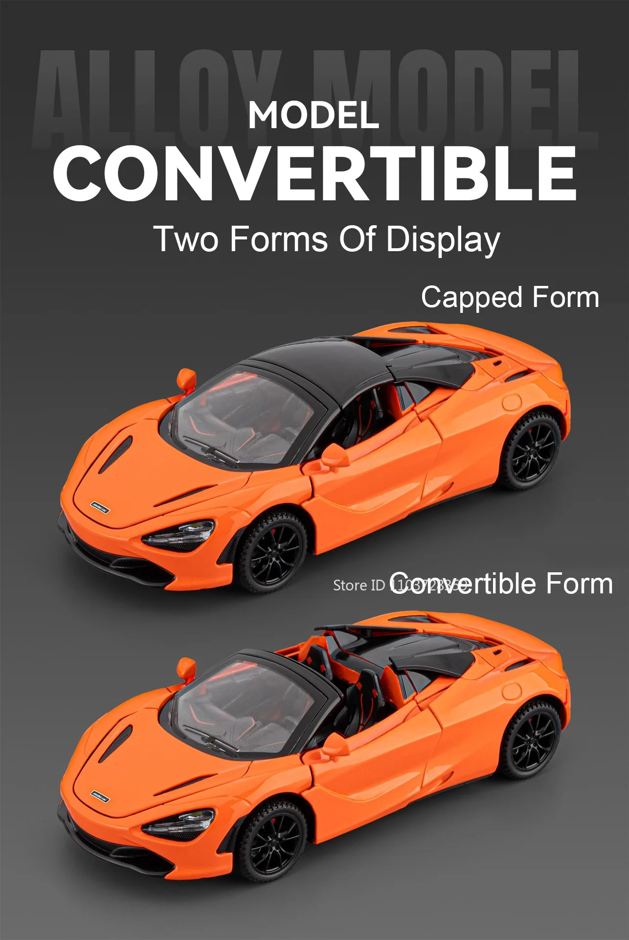 1:32 720S Senna Modell Spielzeug Sportwagen Legierung Druckguss Sound Licht Exquisite Innen Zurückziehen Supercar Modelle für Kinder präsentiert – Detail 4