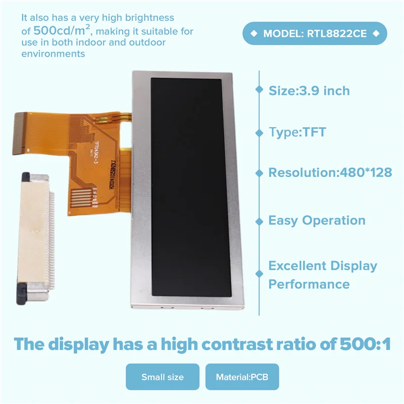 

REPLA-Универсальный 3,9-дюймовый цветной TFT ЖК-дисплей, 480X128 пикселей, идеально подходит для Iot, разъем FPC в комплекте бесплатно